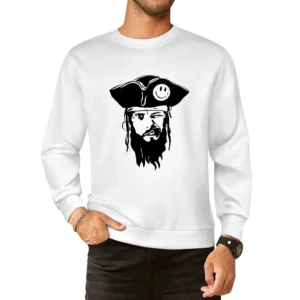 funny captain pirate with smiley hat and blinked eye European Size Pullover Sweater