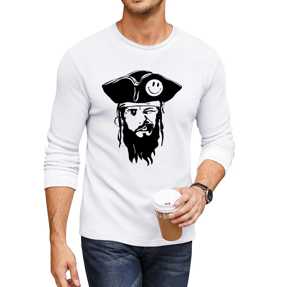 funny captain pirate with smiley hat and blinked eye Men CrewNeck Long Sleeve T-Shirt