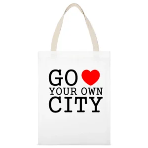 go heart you own city funny love White Canvas Tote Shopping Bag