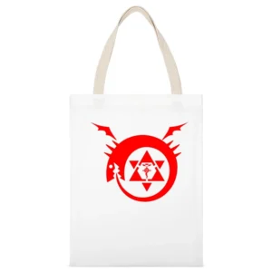 homunculus logo serpent devour it tails fullmetal Alchemist Hiromu Ara White Canvas Tote Shopping Bag