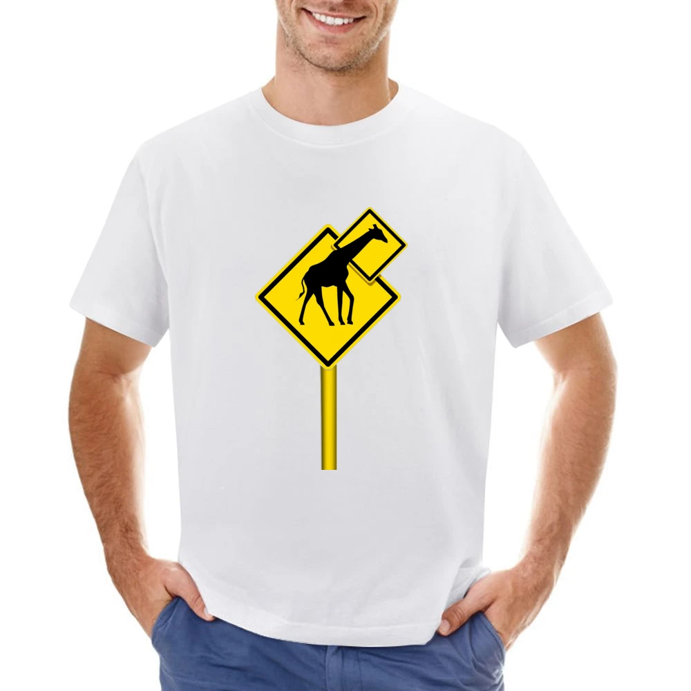 humor signs funny long neck giraffes Asian Size Men T-Shirt