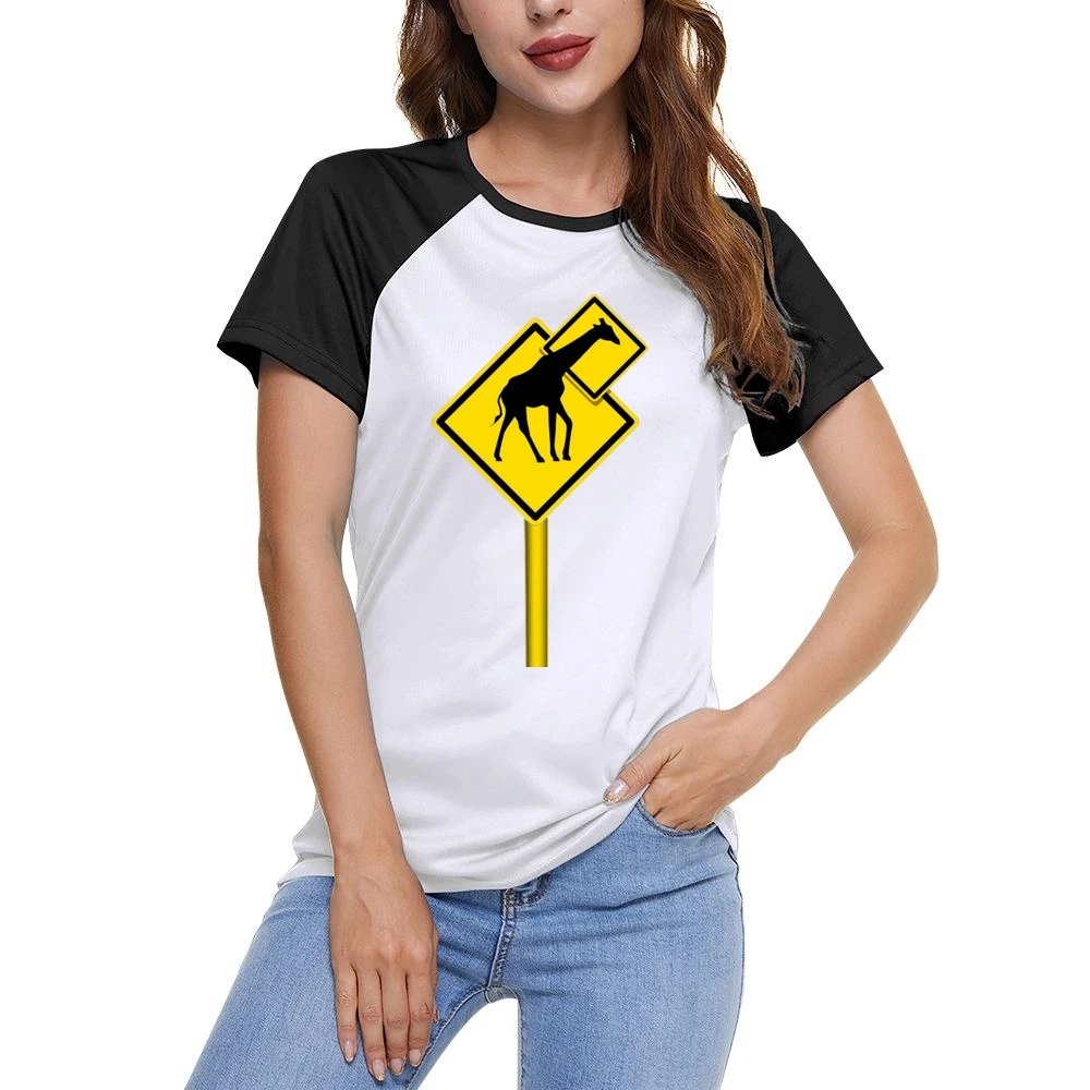 humor signs funny long neck giraffes Women Ladies Short Sleeve T-Shirt