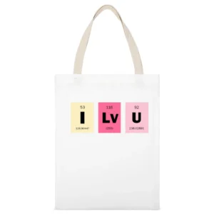 i love you chemical elements formula i lv u periodic table White Canvas Tote Shopping Bag