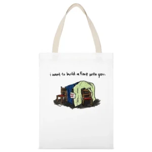 i want to build a fort with you White Canvas Tote Shopping Bag