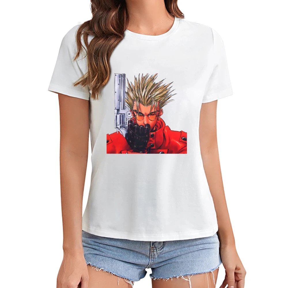 im02 trigun vash the stampede with revolver Asian Size Women Ladies T-shirt