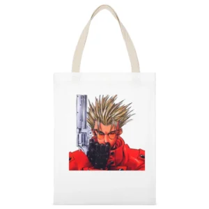 im02 trigun vash the stampede with revolver White Canvas Tote Shopping Bag