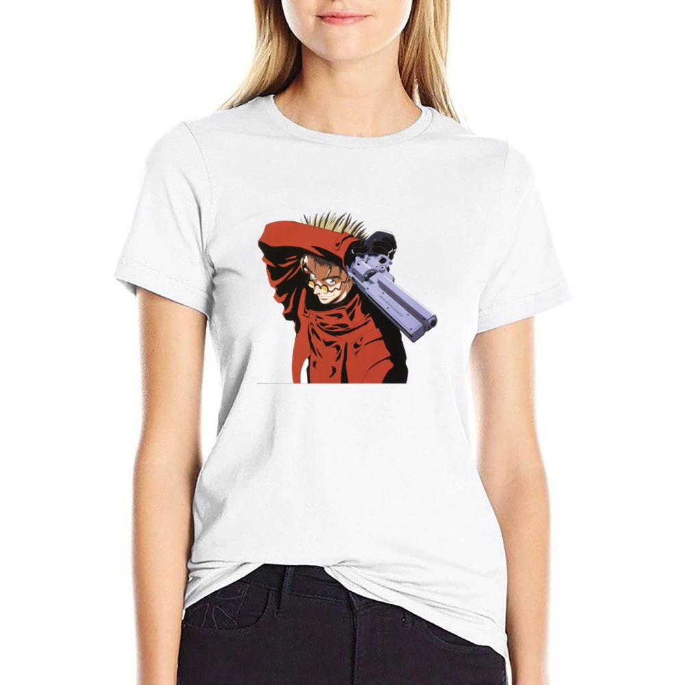 im03 trigun vash the stampede with revolver US Size Women Ladies T-shirt