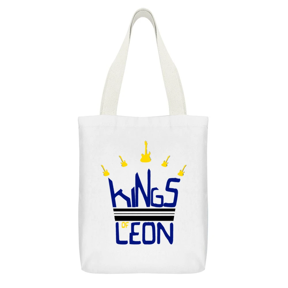 kings of leon White Canvas Tote Shopping Bag With Interior Pocket