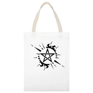 lol shooped out the triforce and put pentacle White Canvas Tote Shopping Bag
