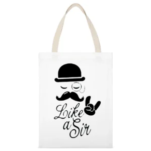 meme party Like a Sir - fashionable moustache top hat cool comic for g White Canvas Tote Shopping Bag