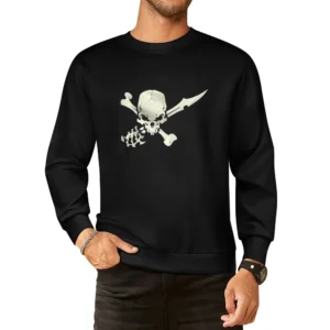 pirates jolly roger cerillium skull cross sword and bone European Size Pullover Sweater