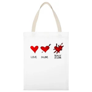 really in love White Canvas Tote Shopping Bag