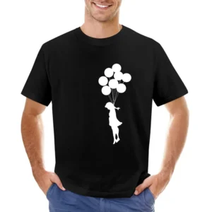 sad girl with flying baloons Asian Size Men T-Shirt