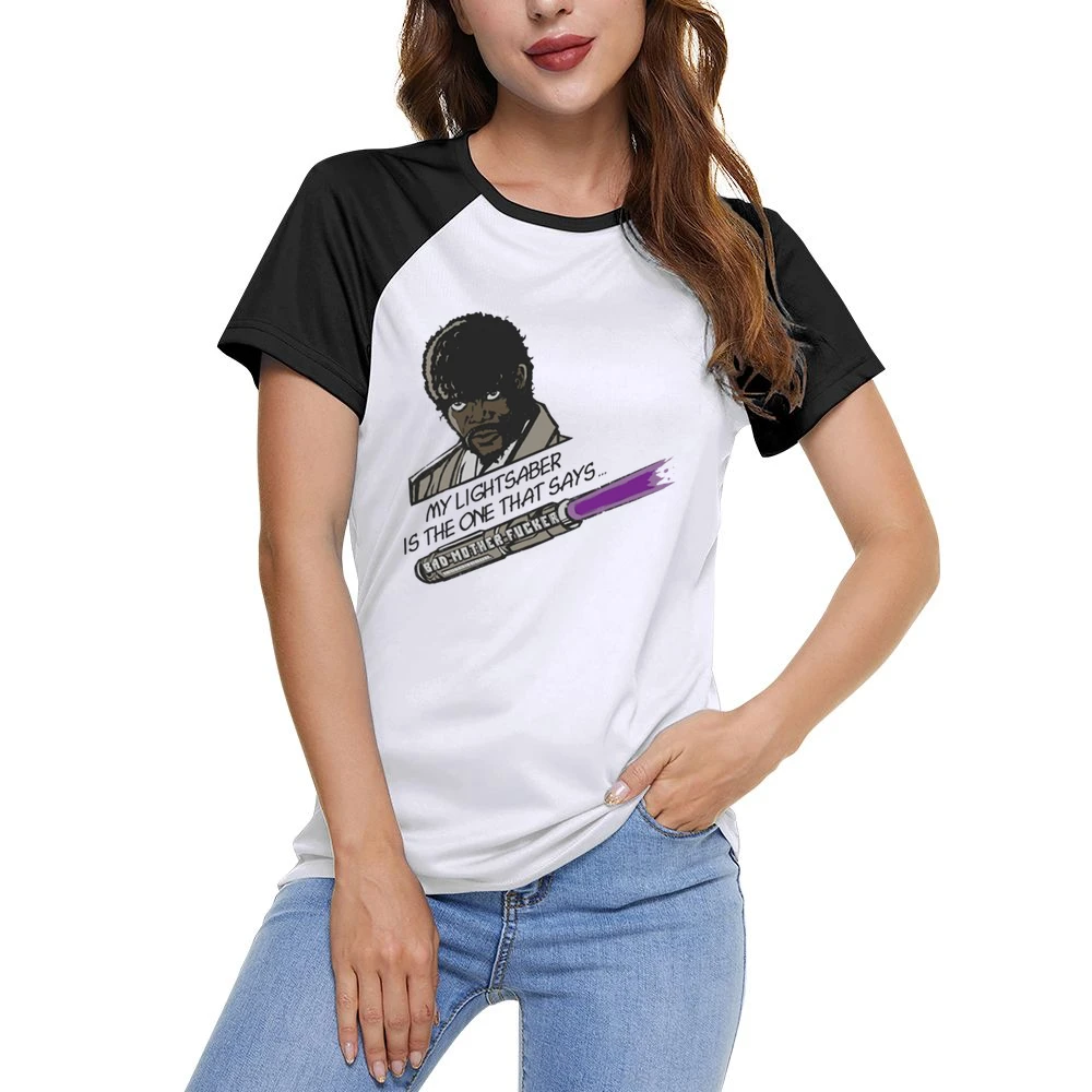 samuel lee jackson jules verne pulp fiction star wars jedi knight ligh Women Ladies Short Sleeve T-Shirt