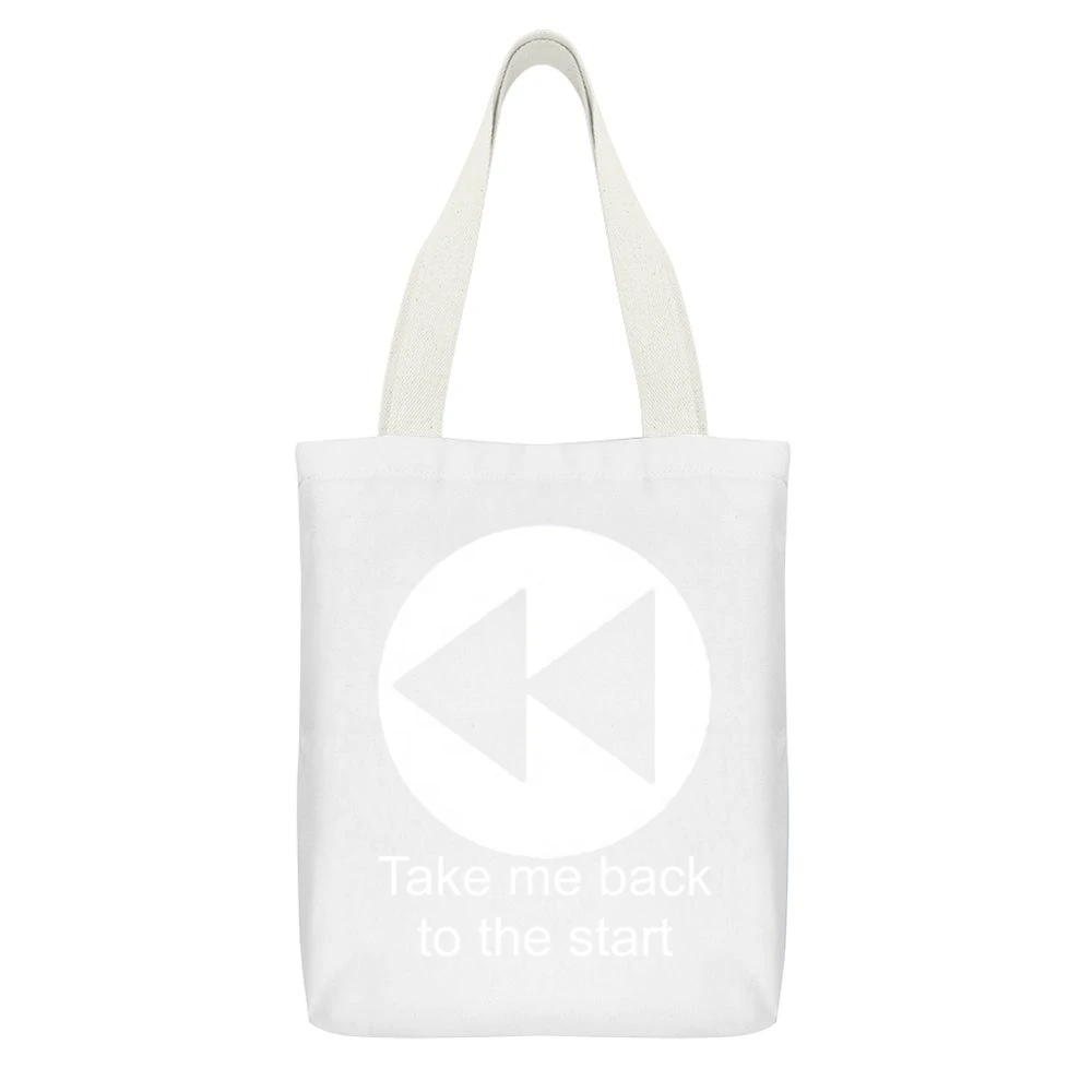take me back to player music button White Canvas Tote Shopping Bag With Interior Pocket