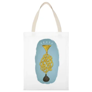 trumpet White Canvas Tote Shopping Bag
