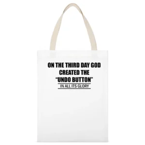 undo button White Canvas Tote Shopping Bag