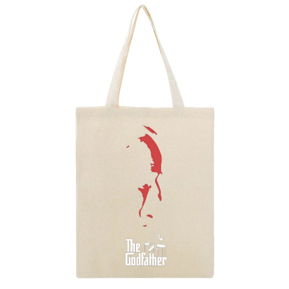 vito Don Corleone the God Father Movie triogy Mario Puzo and Coppola M Beige Canvas Tote Shopping Bag