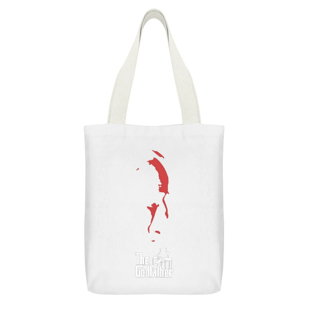 vito Don Corleone the God Father Movie triogy Mario Puzo and Coppola M White Canvas Tote Shopping Bag With Interior Pocket